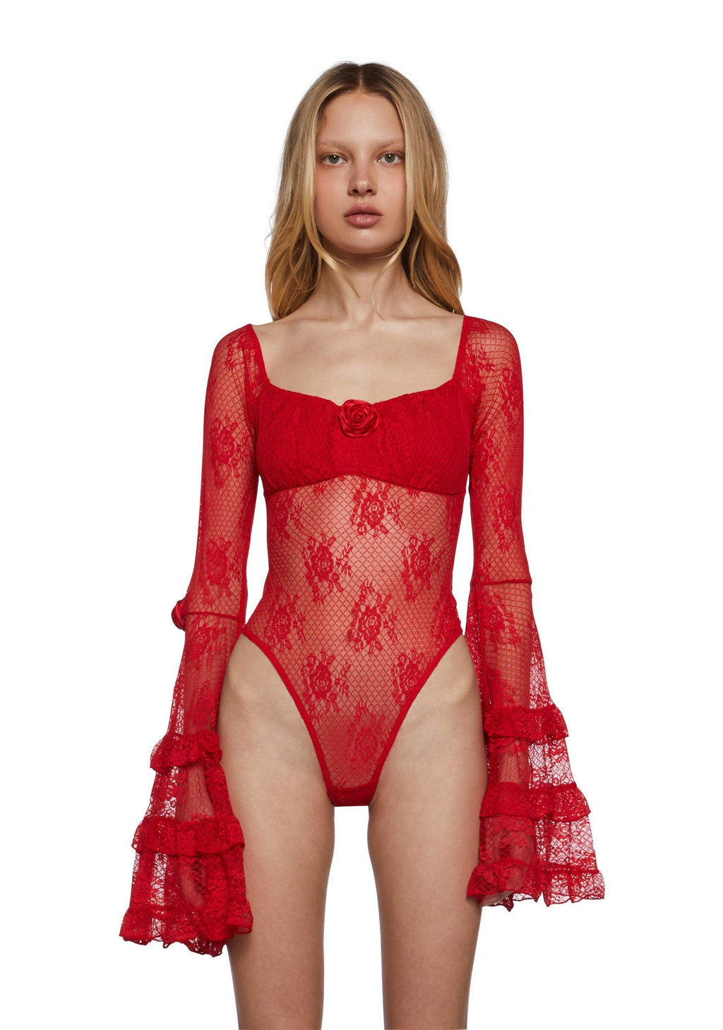 True Love Nonsense Lace Bodysuit – Red