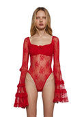 True Love Nonsense Lace Bodysuit – Red