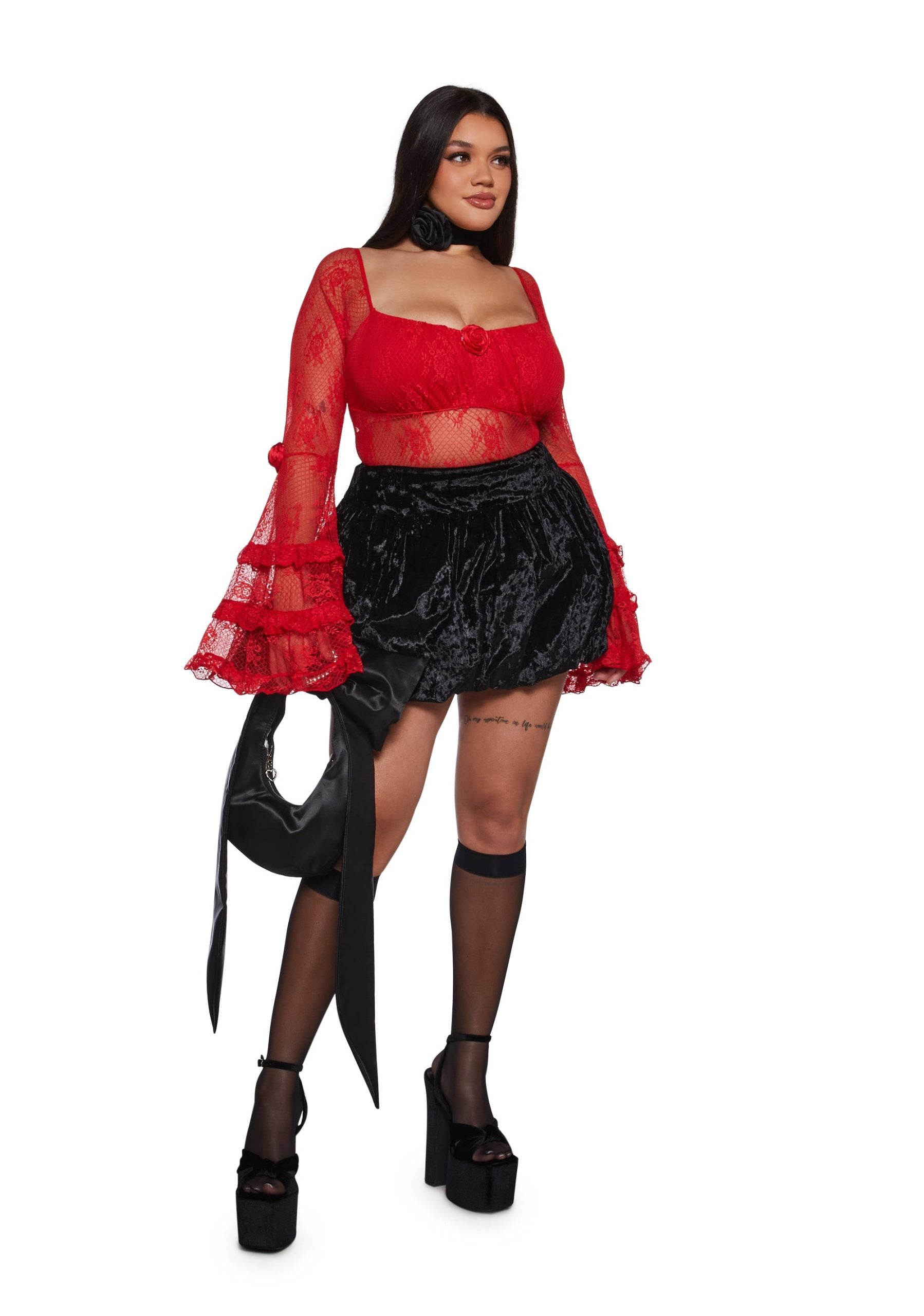 True Love Nonsense Lace Bodysuit – Red