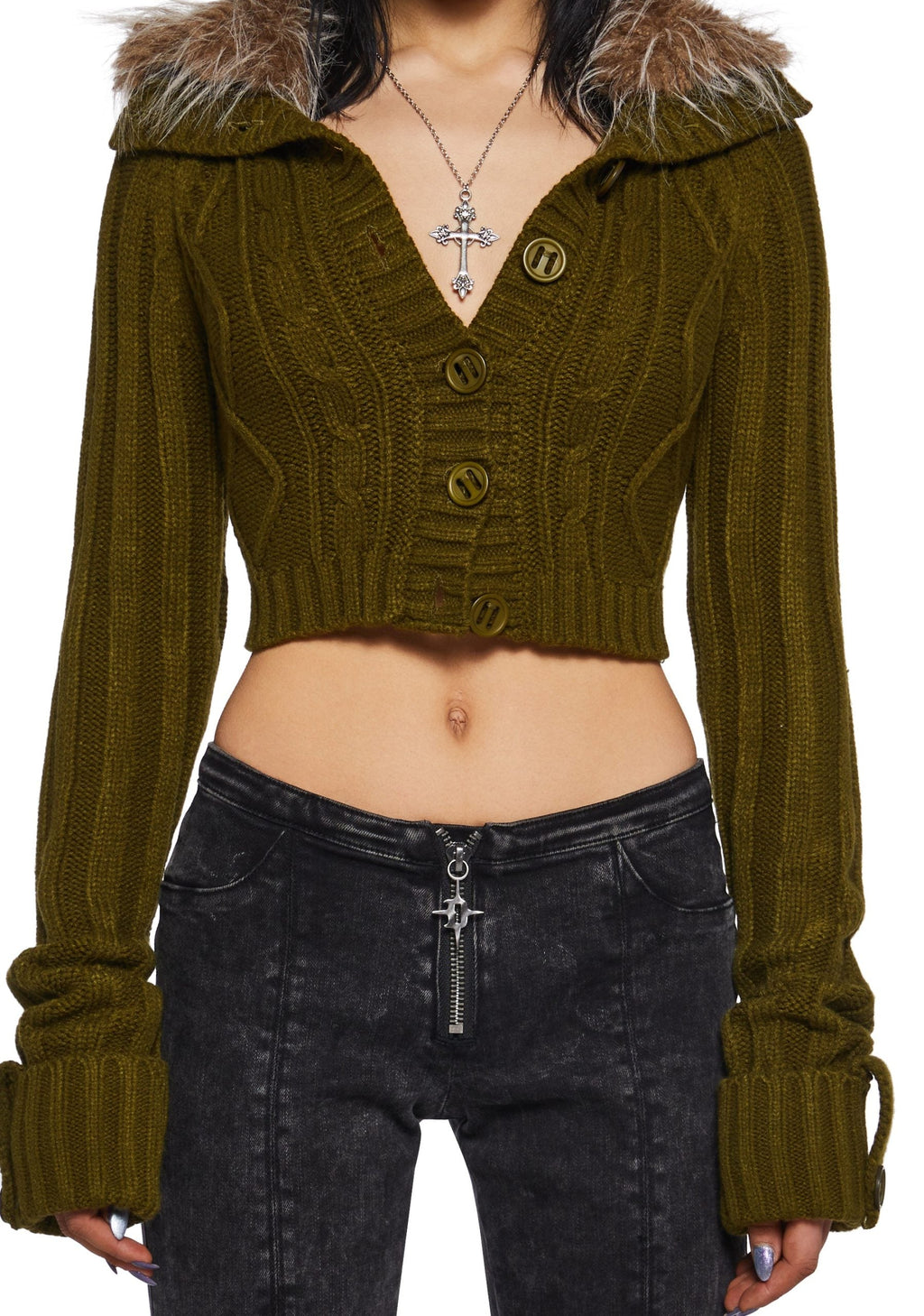 Foolproof Attraction Knit Jacket – Olive