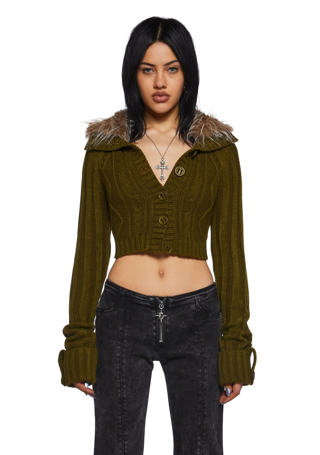 Foolproof Attraction Knit Jacket – Olive