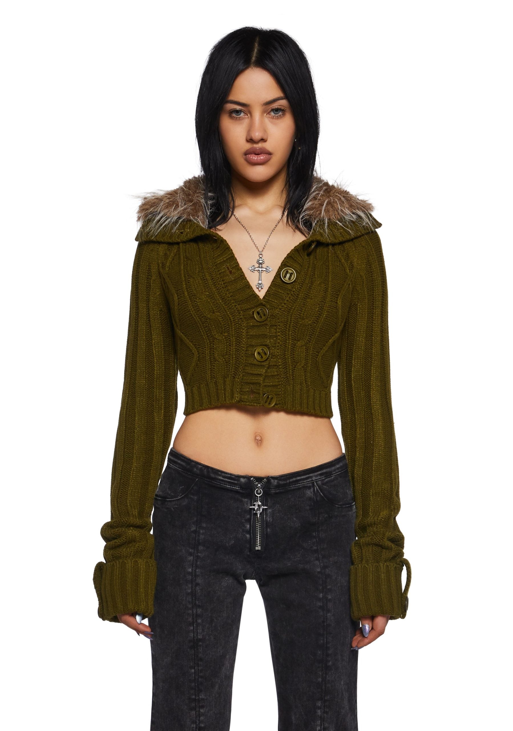 Foolproof Attraction Knit Jacket – Olive