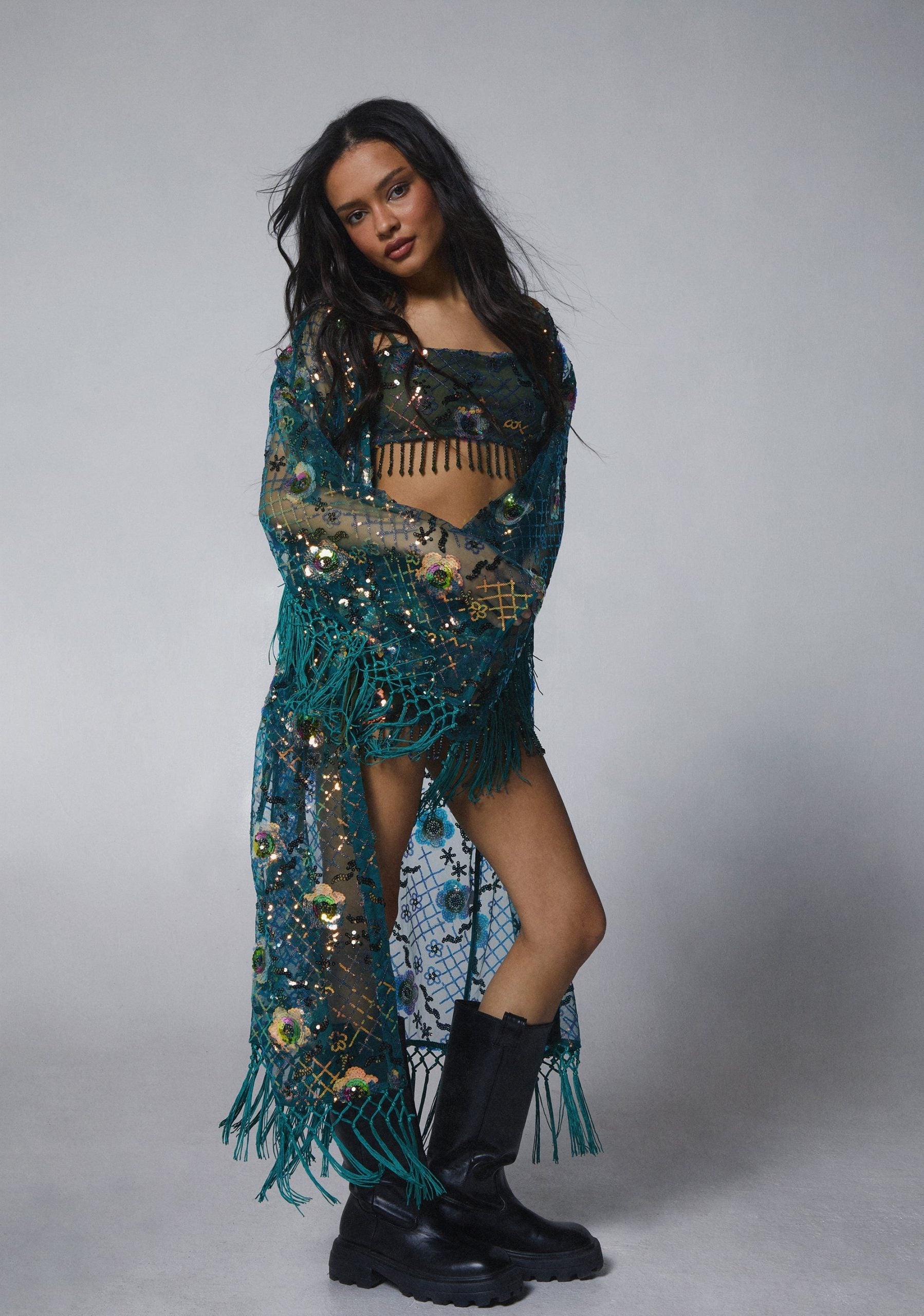 Fluorescent Eden Sequin Duster