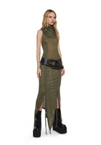 Tempo Ruched Harness Dress – Green