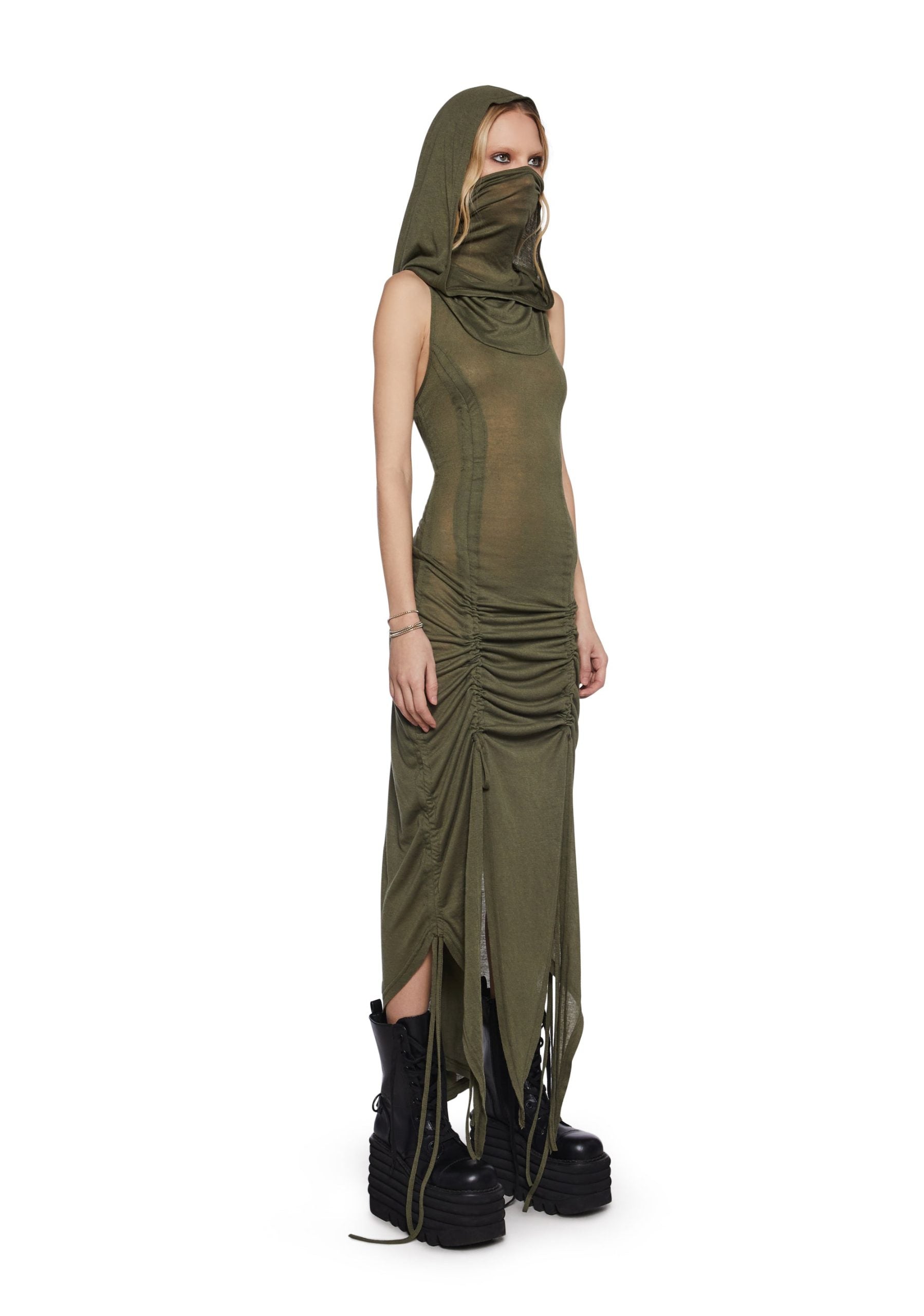 Tempo Ruched Harness Dress – Green