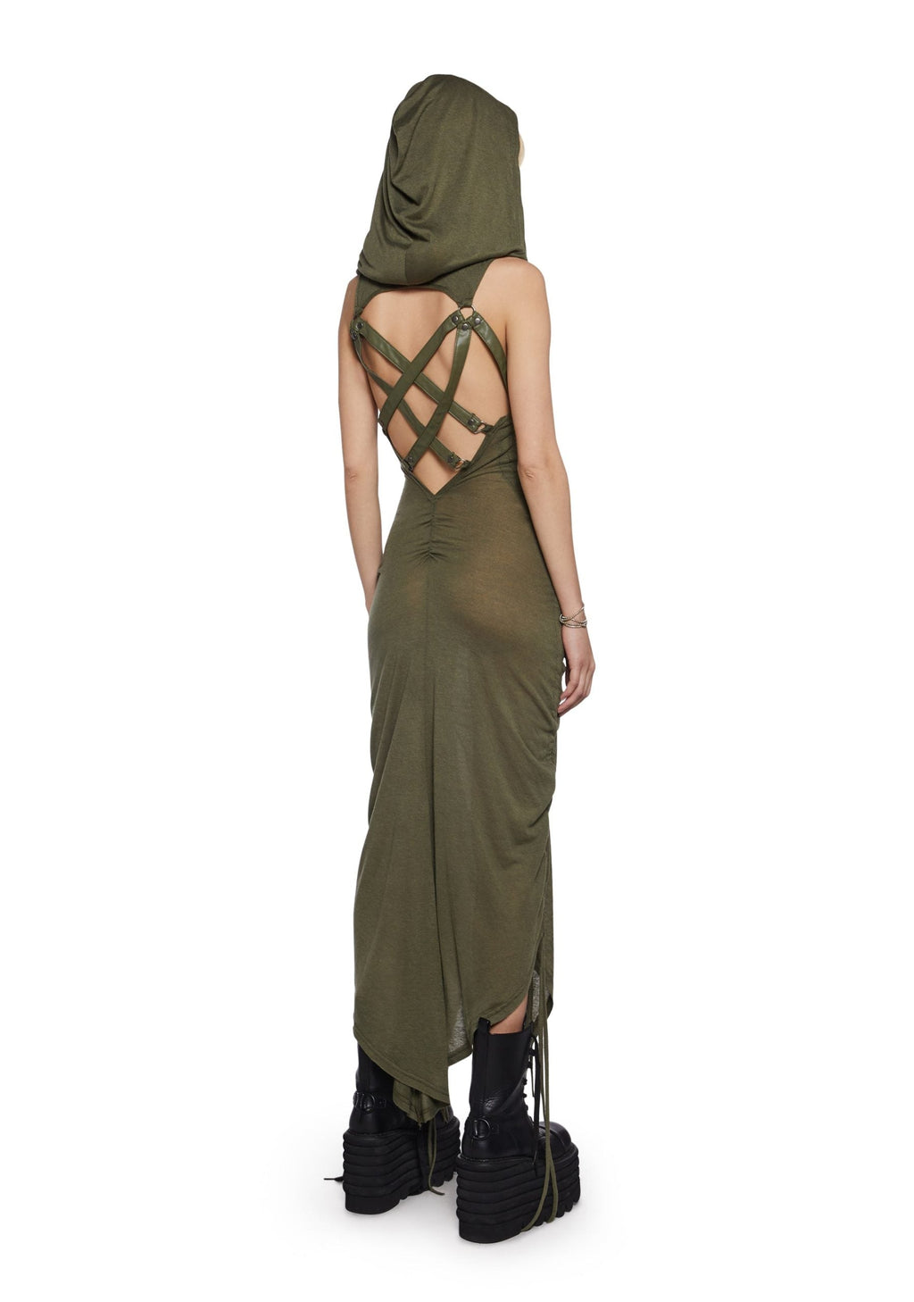 Tempo Ruched Harness Dress – Green