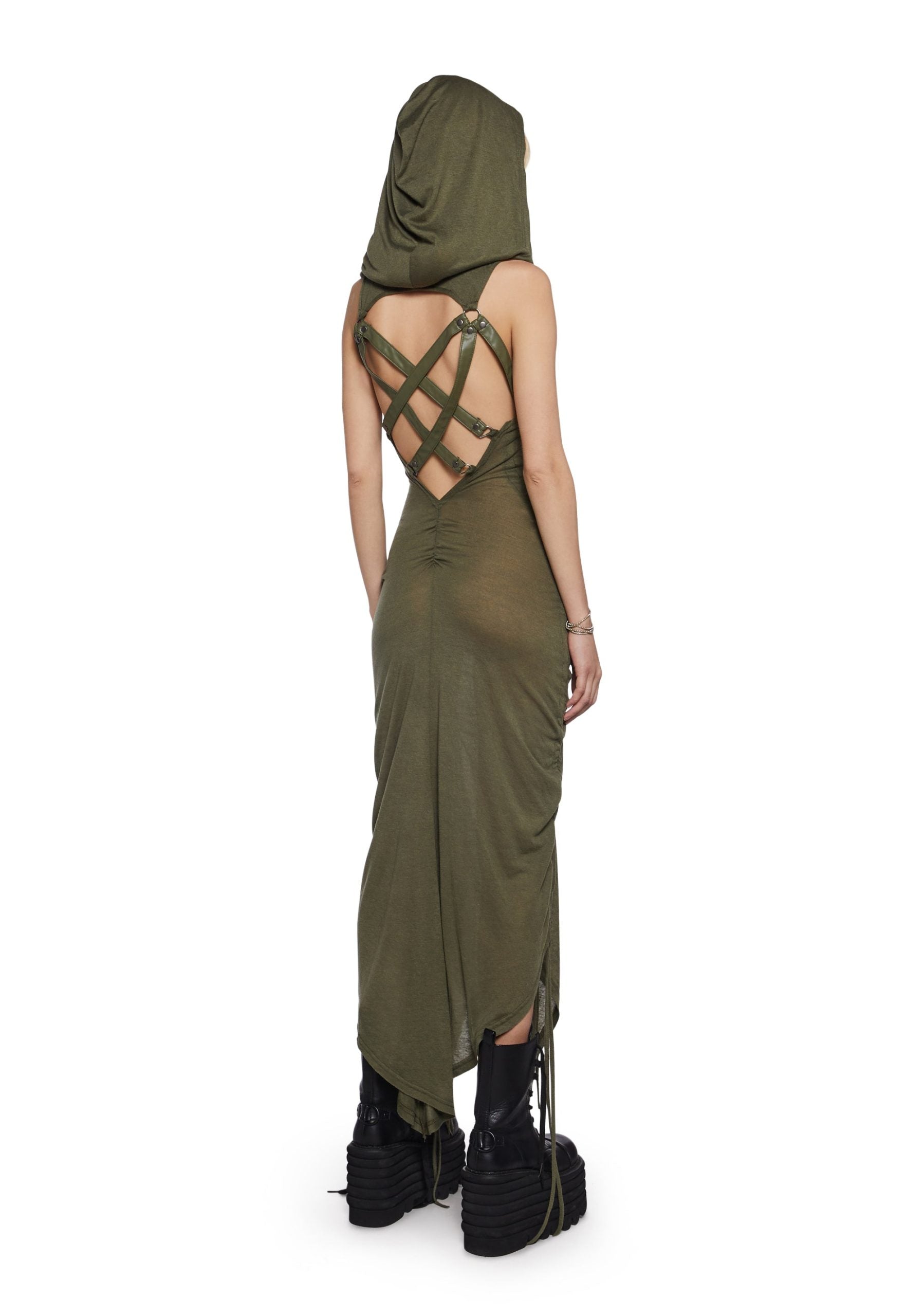 Tempo Ruched Harness Dress – Green