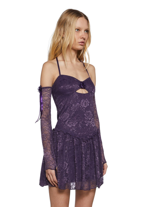 Chic Glamour Lace Dress And Gloves Set