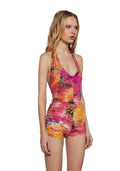 Endless Horizon Shredded Romper – Orange