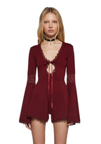 Whispering Wind Romper – Burgundy