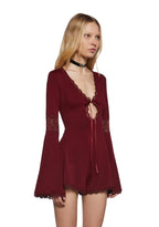 Whispering Wind Romper – Burgundy