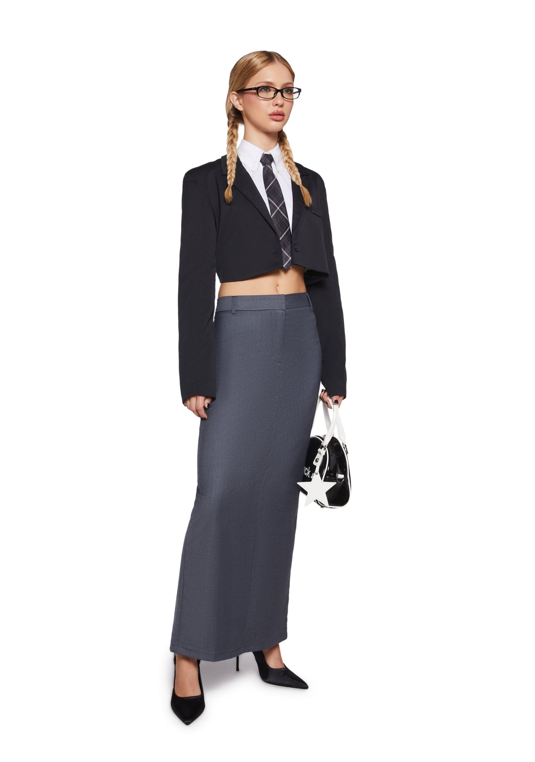Executive Suite Maxi Skirt – Gray