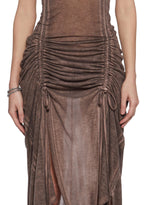 Tempo Ruched Harness Dress – Brown