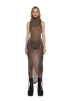 Tempo Ruched Harness Dress – Brown