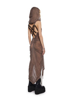 Tempo Ruched Harness Dress – Brown