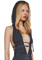 Chord Backless Hooded Dress