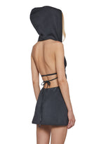 Chord Backless Hooded Dress
