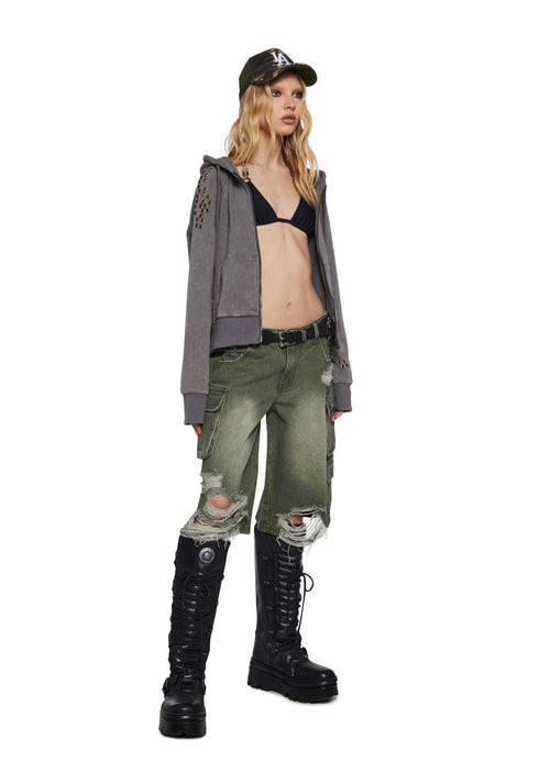 Chord Shredded Cargo Shorts