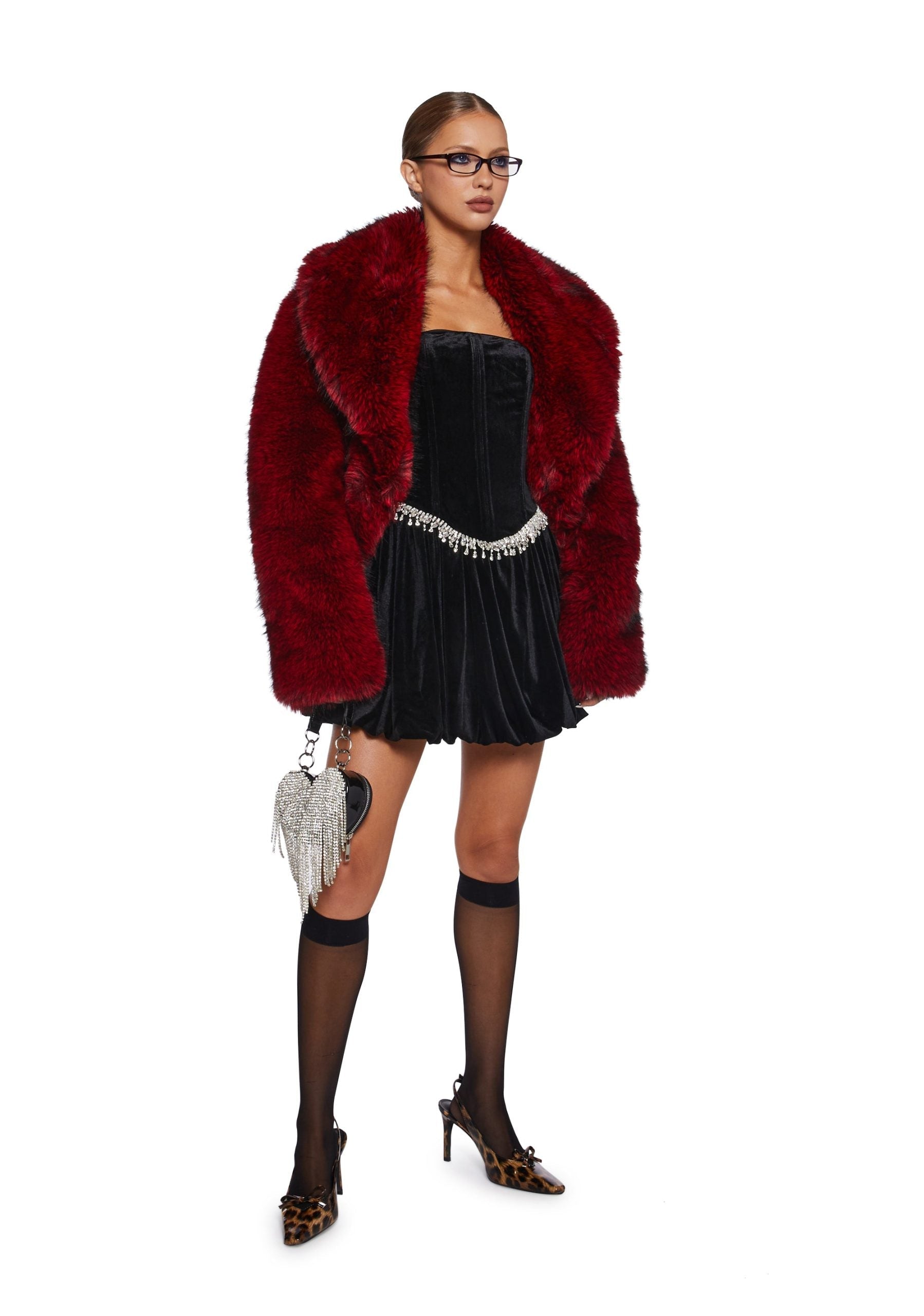 Tinsel Event Velvet Dress – Black