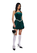 Tinsel Event Velvet Dress – Green