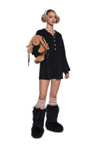 Cozy Weekends Knit Romper – Black