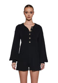 Cozy Weekends Knit Romper – Black