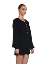 Cozy Weekends Knit Romper – Black