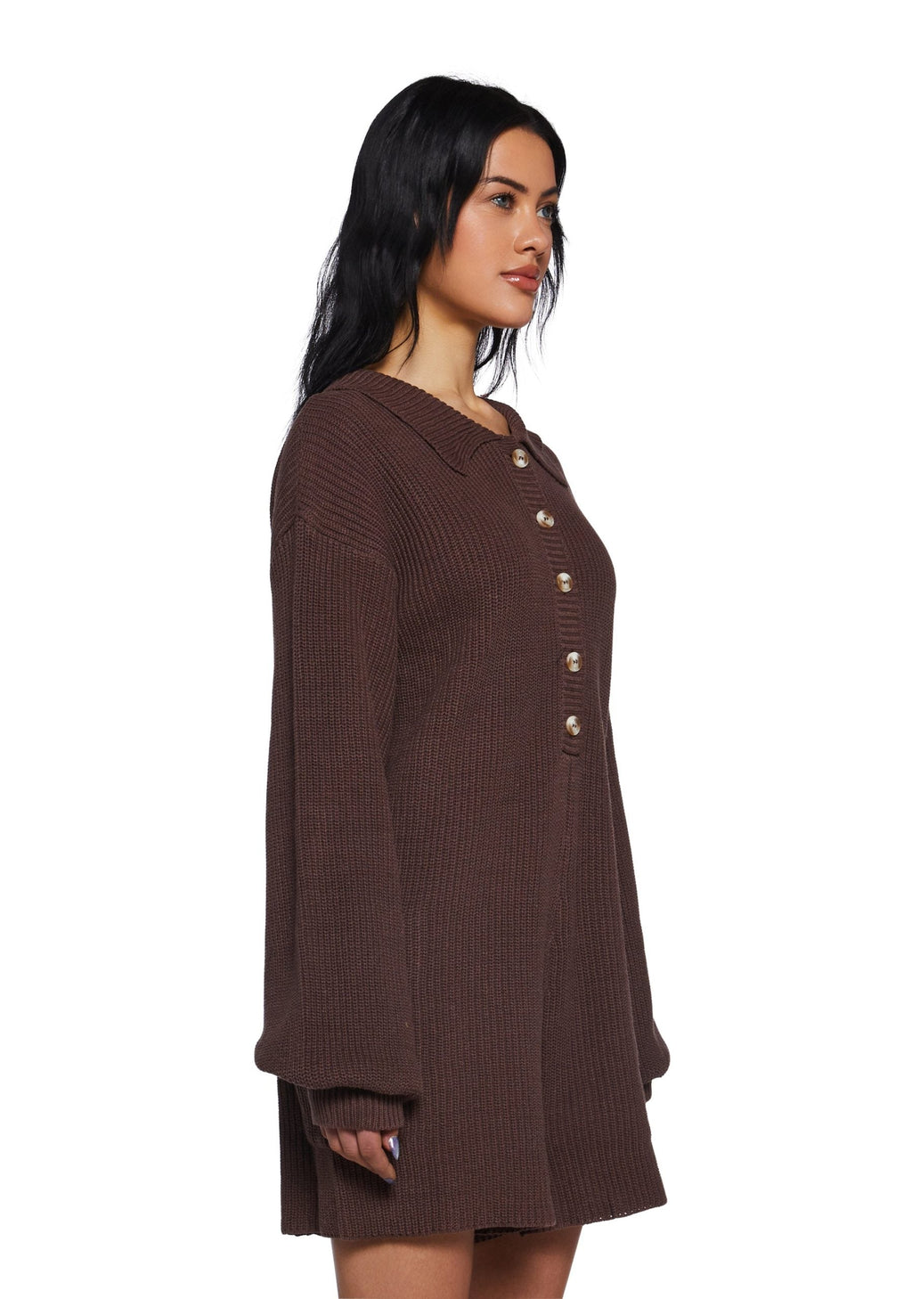 Cozy Weekends Knit Romper – Brown