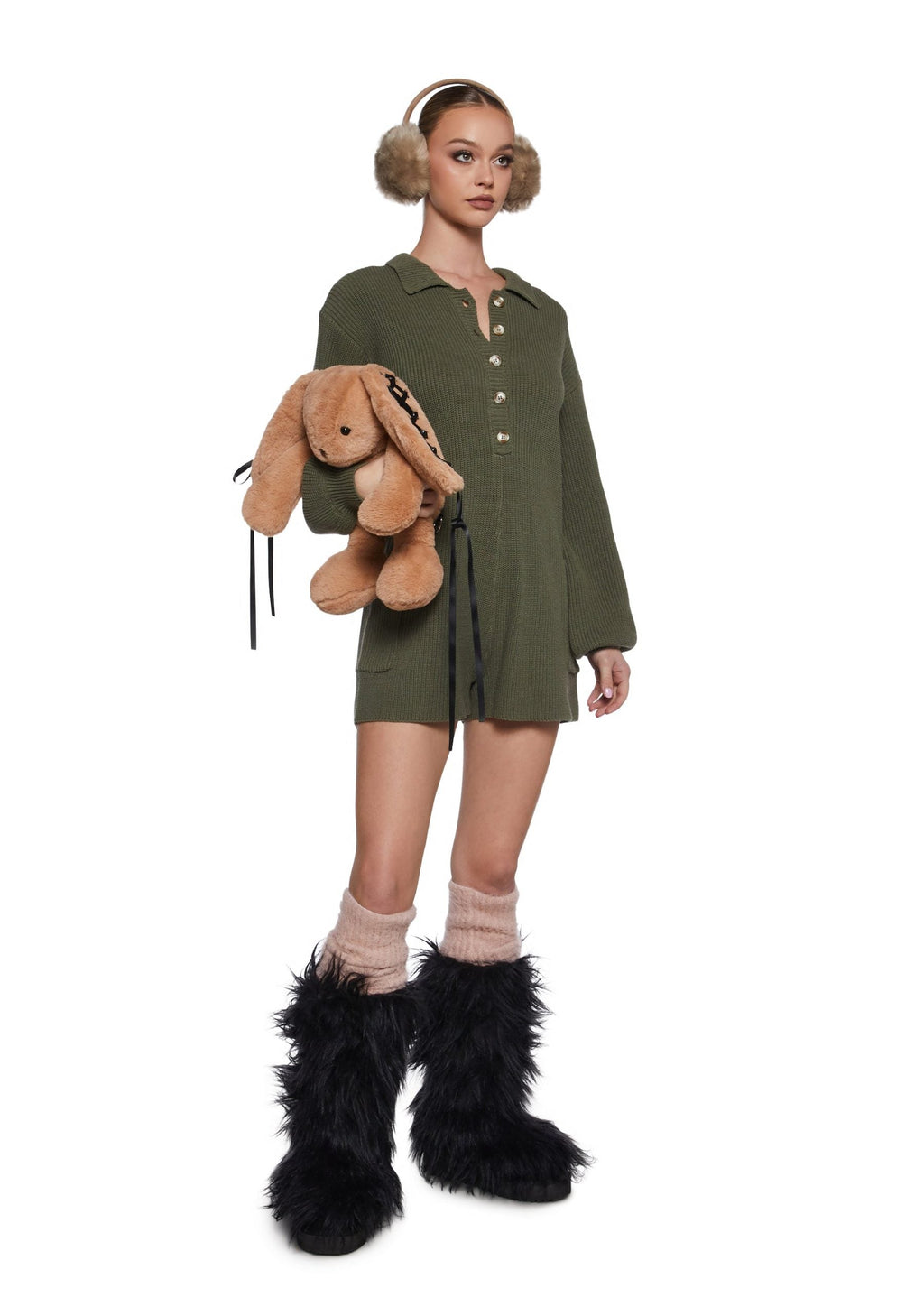 Cozy Weekends Knit Romper – Green
