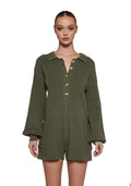 Cozy Weekends Knit Romper – Green