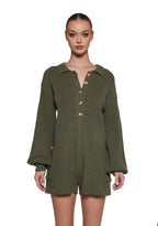 Cozy Weekends Knit Romper – Green