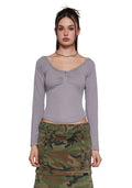 Text Me Long Sleeve Top – Gray