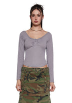 Text Me Long Sleeve Top – Gray