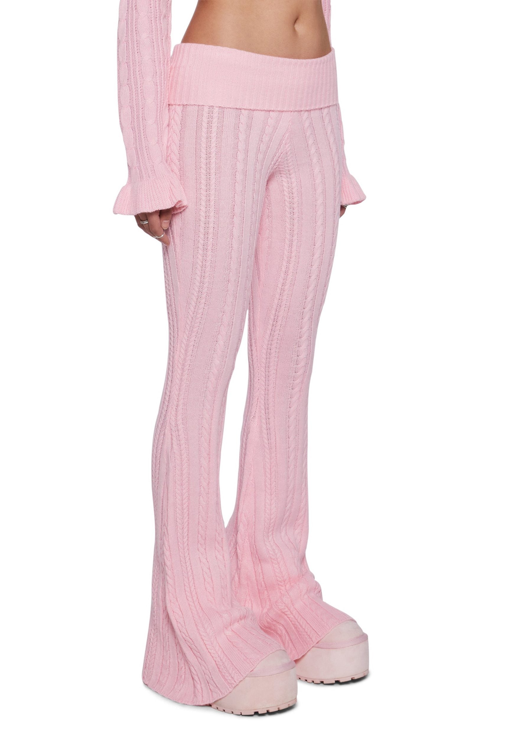 Deep Thoughts Flare Pants – Pink