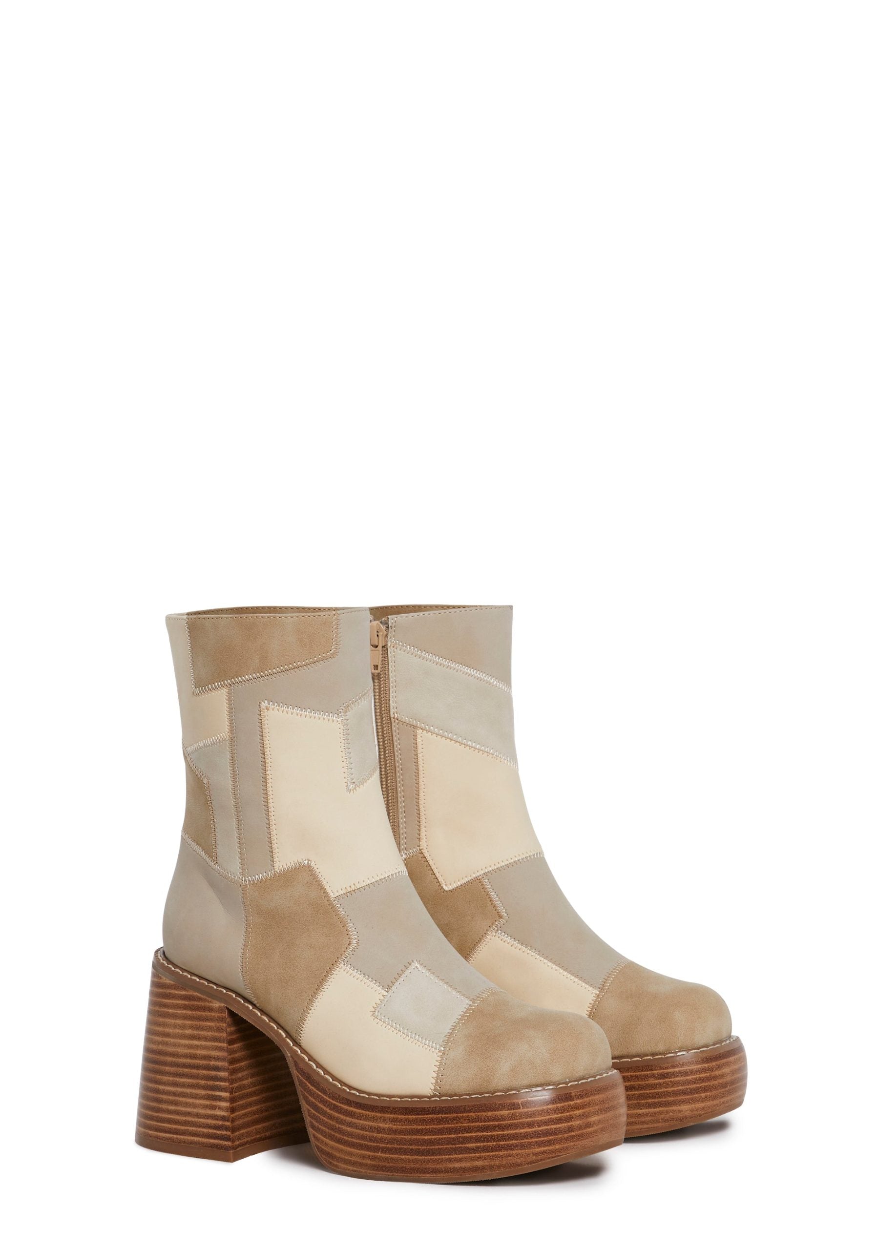 Winding Roads Ankle Boots – Beige