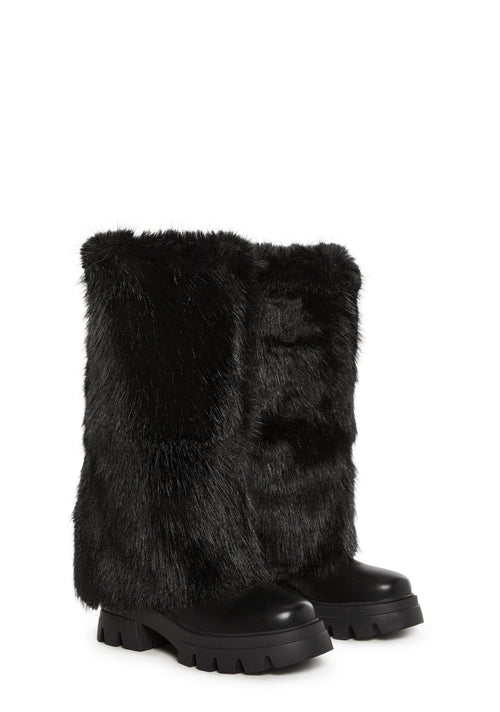 Ahsoka Foldover Flat Boots – Black