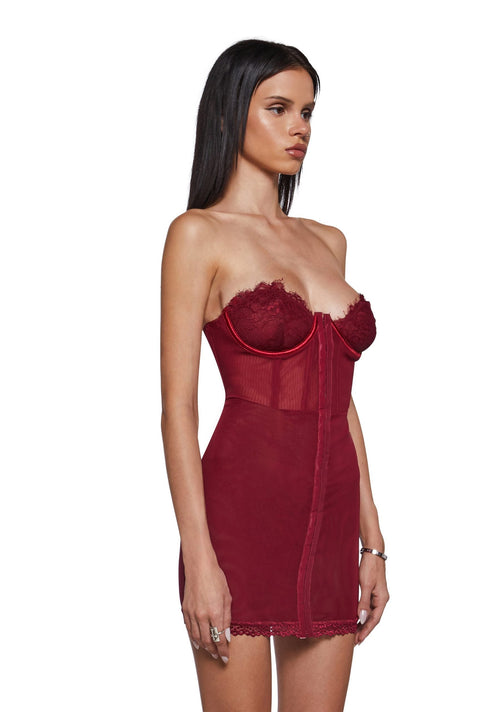 Captivating Gazes Slip Dress – Red