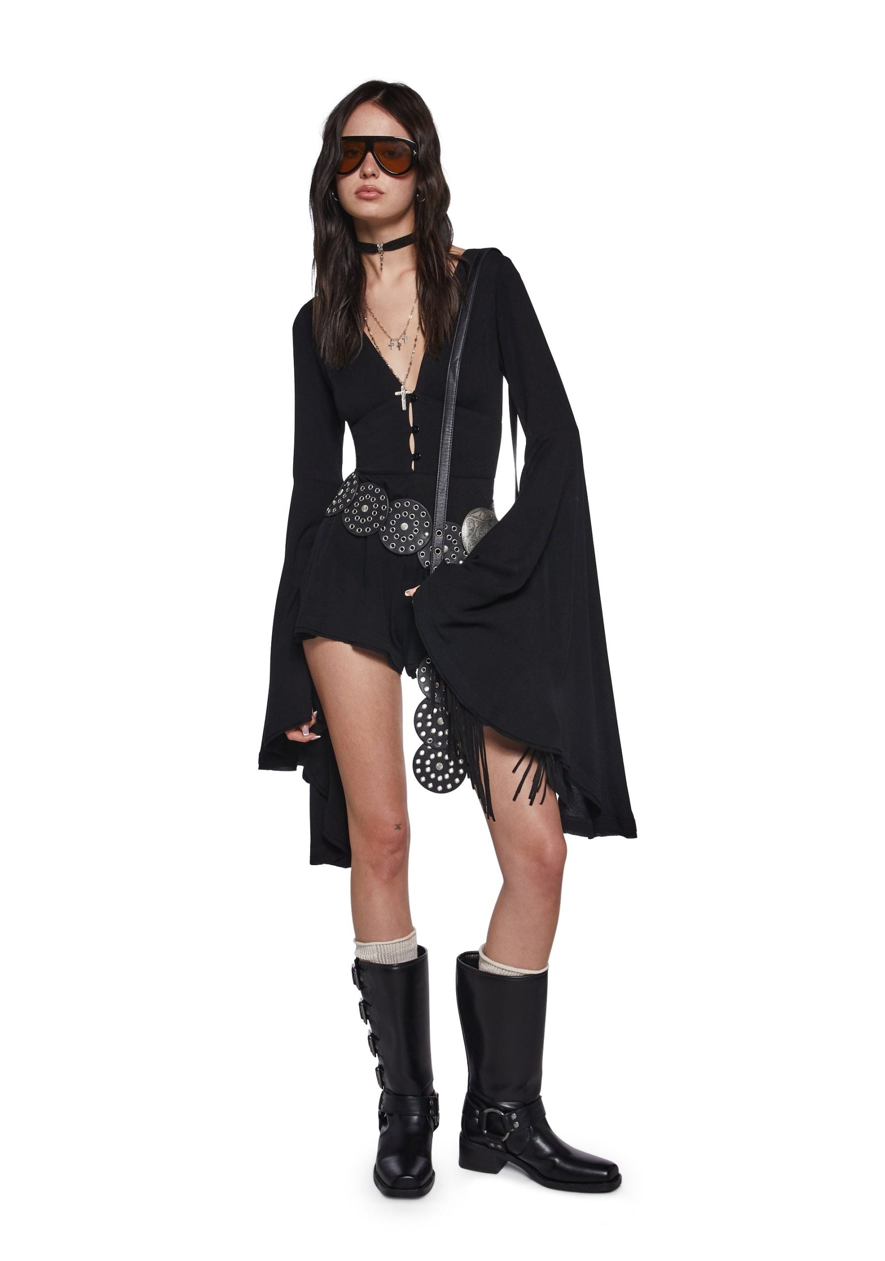 Soulful Bliss Long Sleeve Romper – Black