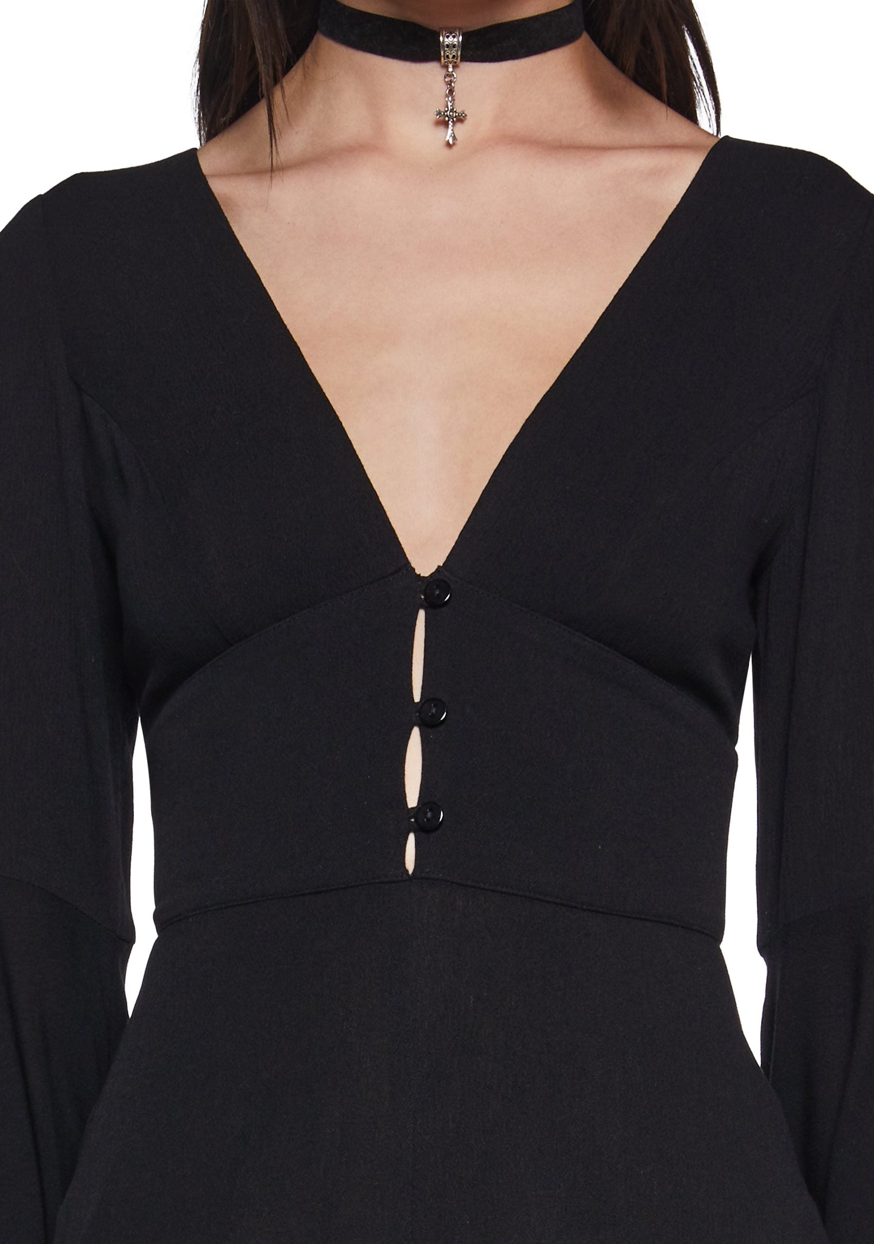 Soulful Bliss Long Sleeve Romper – Black