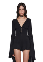 Soulful Bliss Long Sleeve Romper – Black