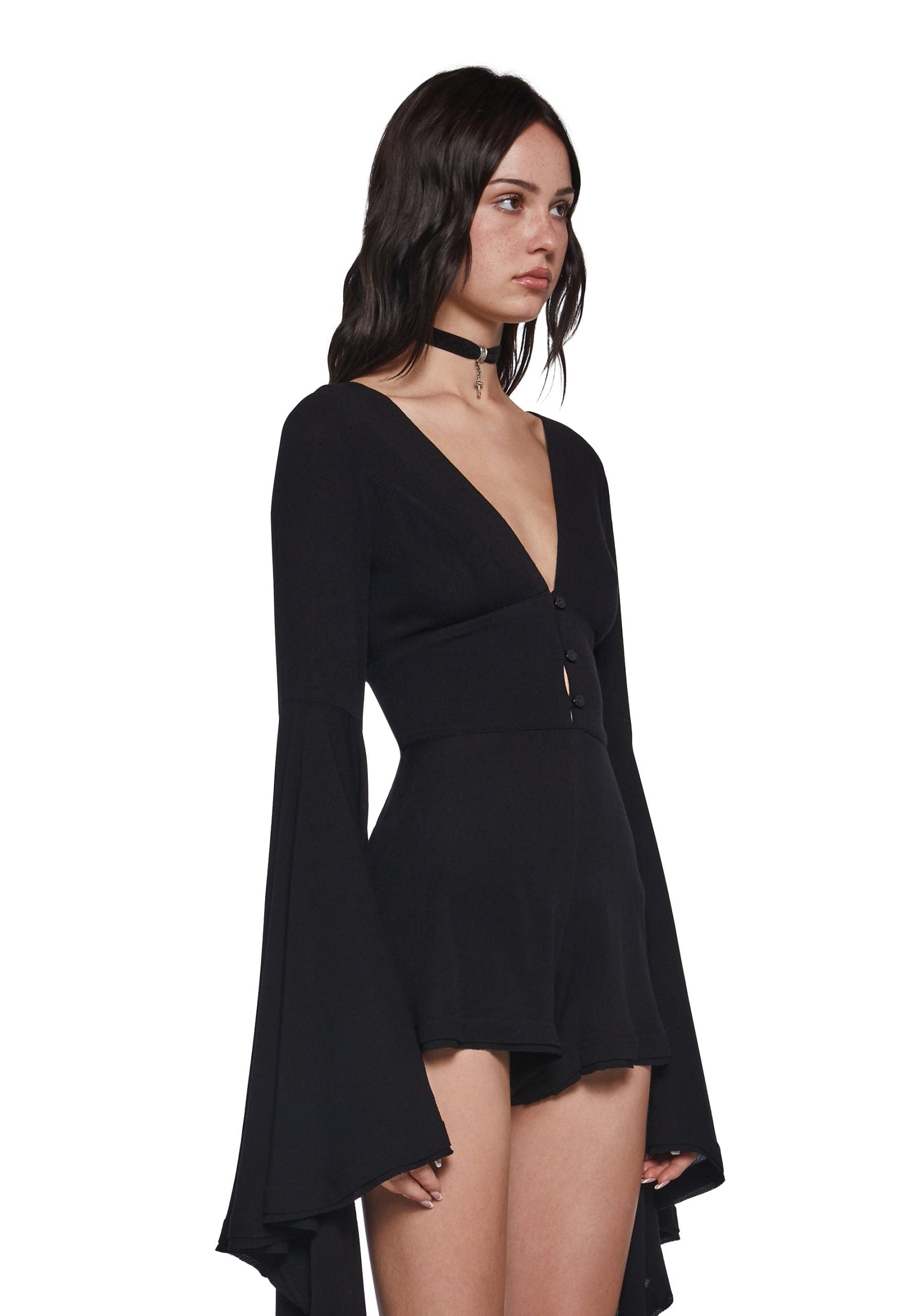 Soulful Bliss Long Sleeve Romper – Black