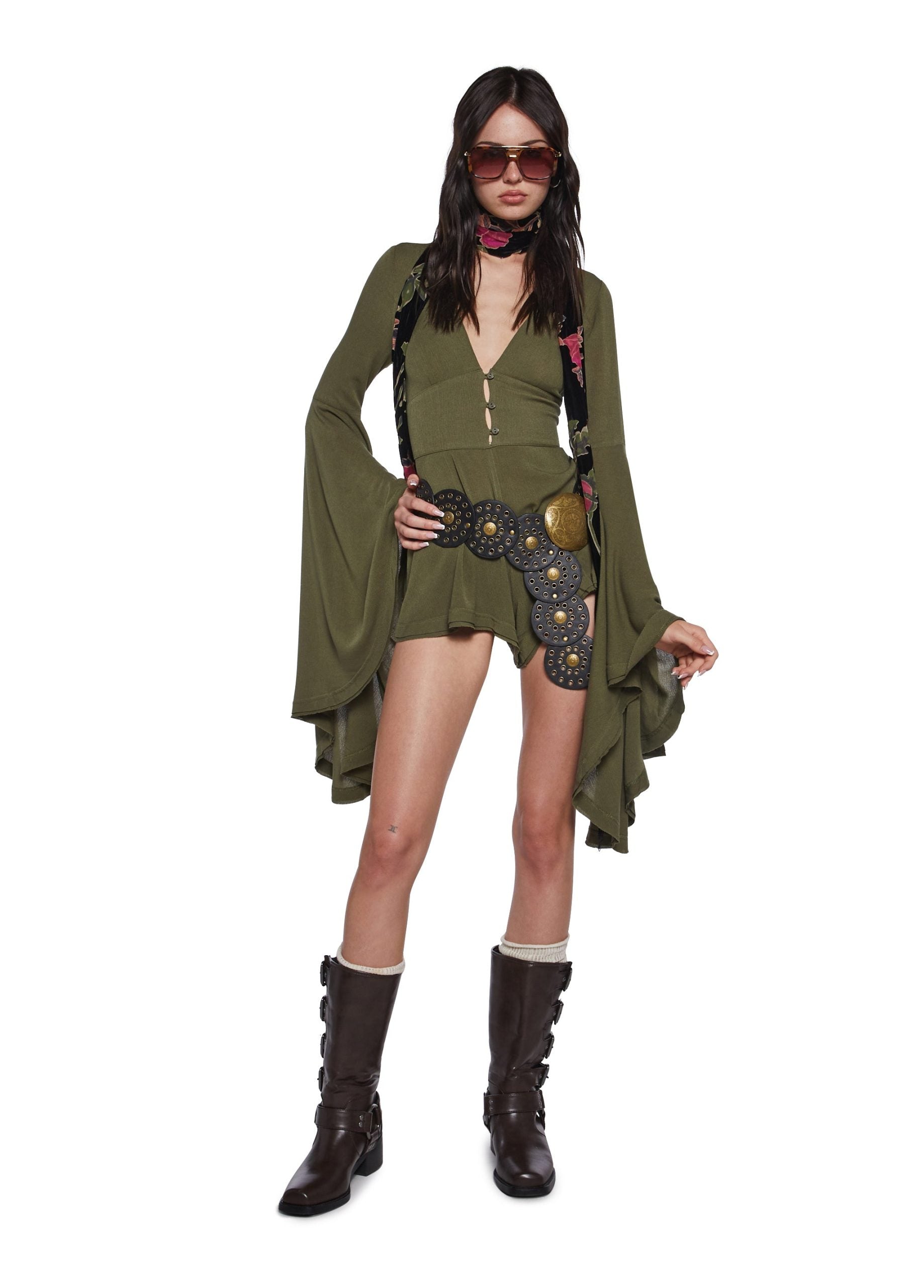 Soulful Bliss Long Sleeve Romper – Green