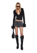 Covet Cable Knit Cardigan – Black