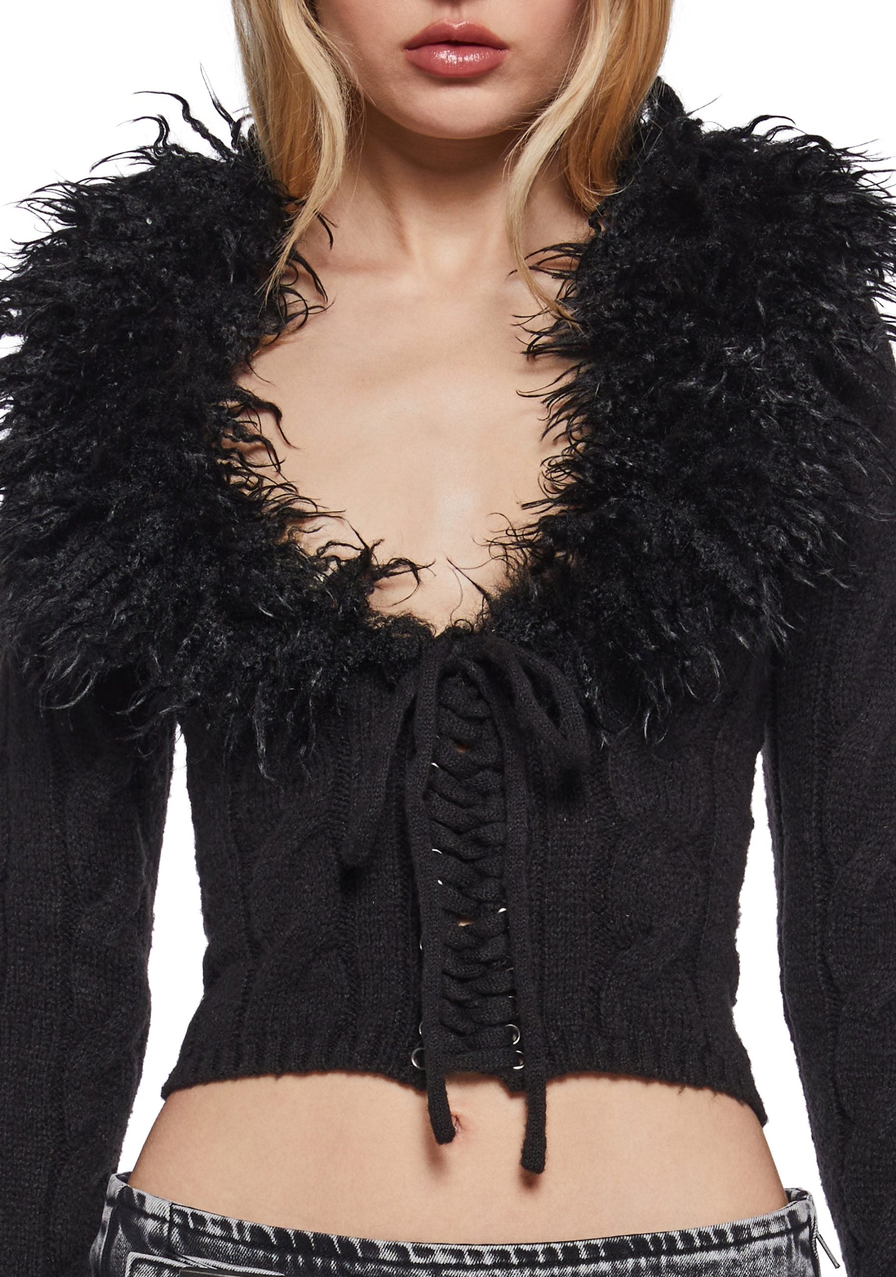 Covet Cable Knit Cardigan – Black