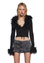 Covet Cable Knit Cardigan – Black