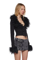 Covet Cable Knit Cardigan – Black