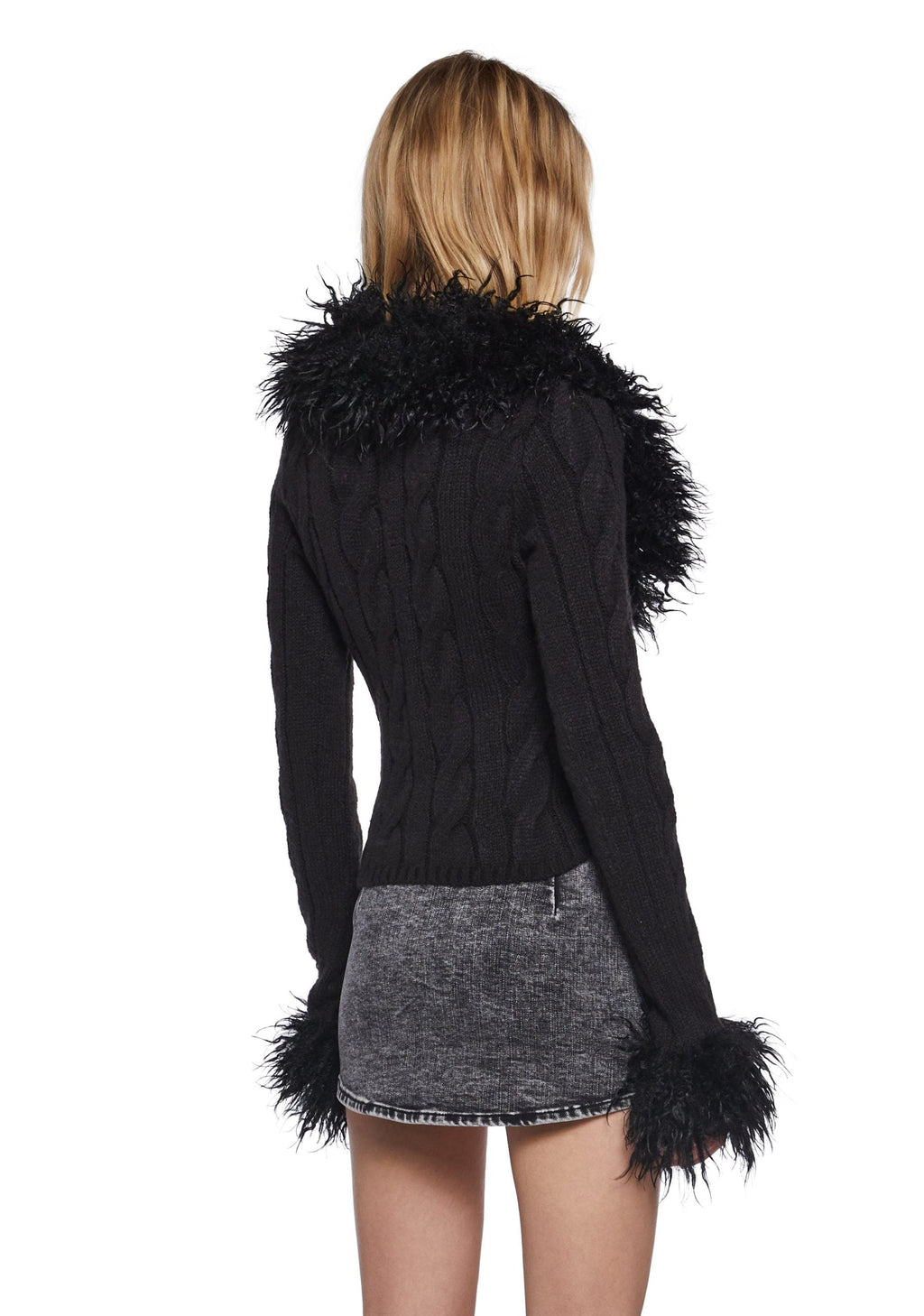 Covet Cable Knit Cardigan – Black