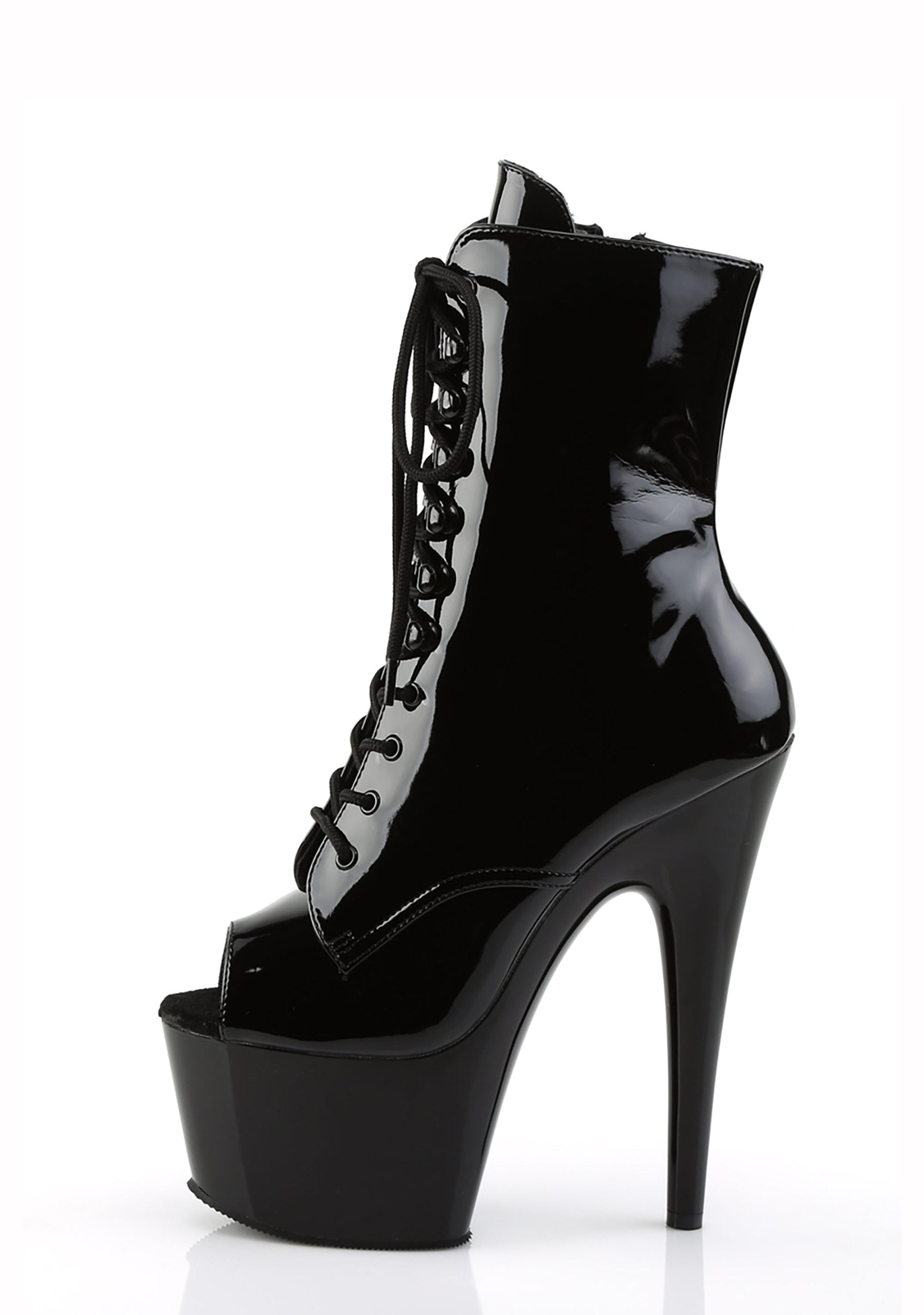 Adore-1021 Platform Peep Toe Ankle Boots-Black