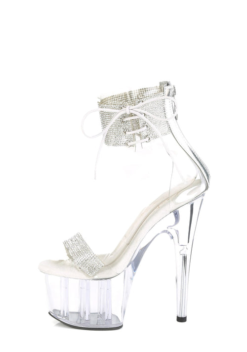 Adore-727RS Platform Ankle Cuff Sandals-Clear