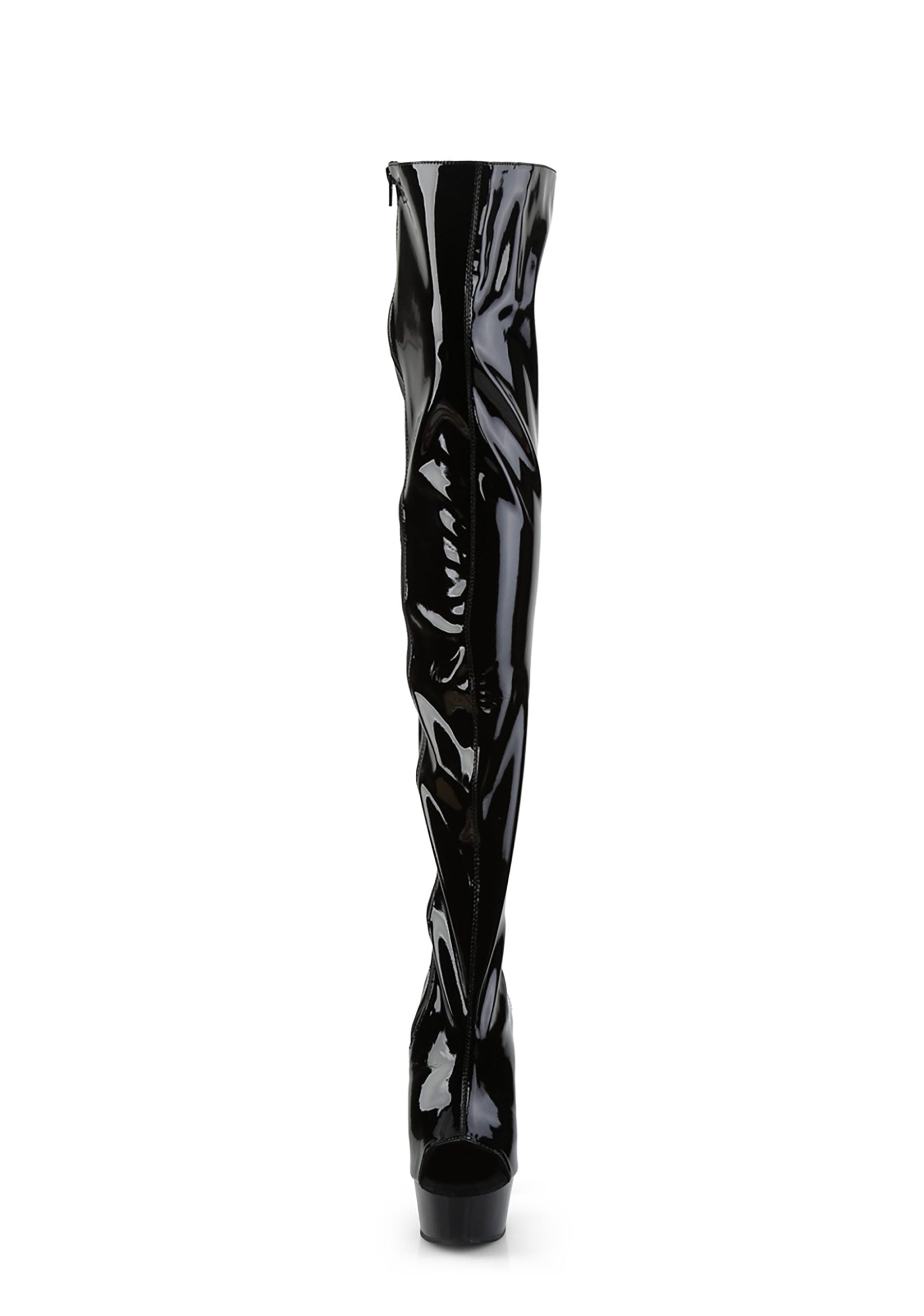 Delight-3017 Platform Thigh High Boots-Black